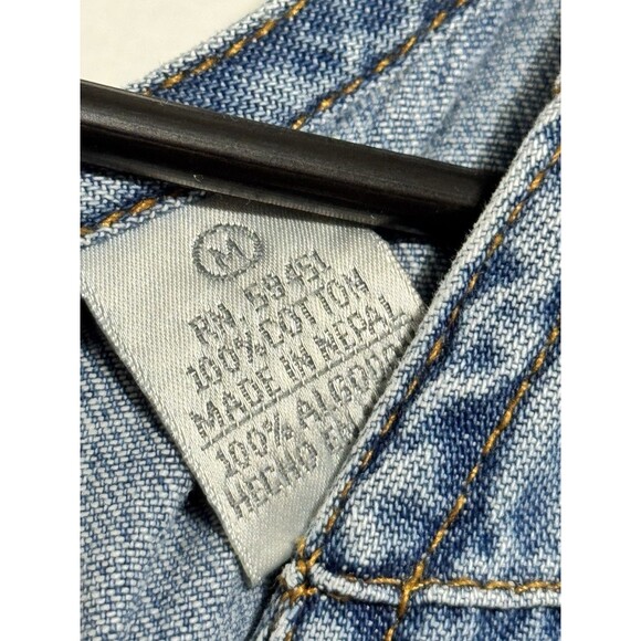 Vintage Denim Maxi Dress Embroidered Daisies Button Back 100% Cotton Size M - Picture 2 of 3